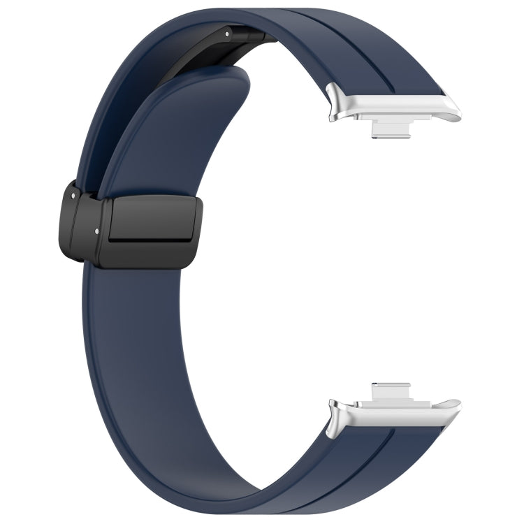 For Xiaomi Mi Band 8 Pro Groove Folding Magnetic Buckle Silicone Watch Band(Dark Blue)