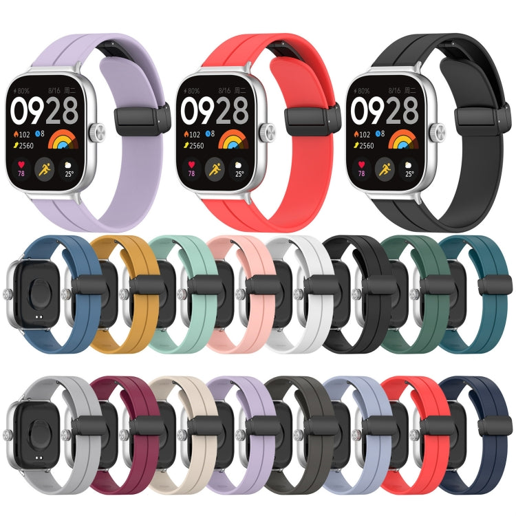For Redmi Watch 4 Groove Folding Magnetic Buckle Silicone Watch Band(White)