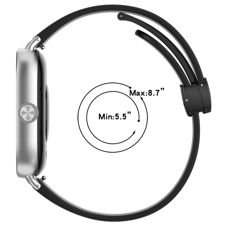 For Redmi Watch 4 Groove Folding Magnetic Buckle Silicone Watch Band(White)