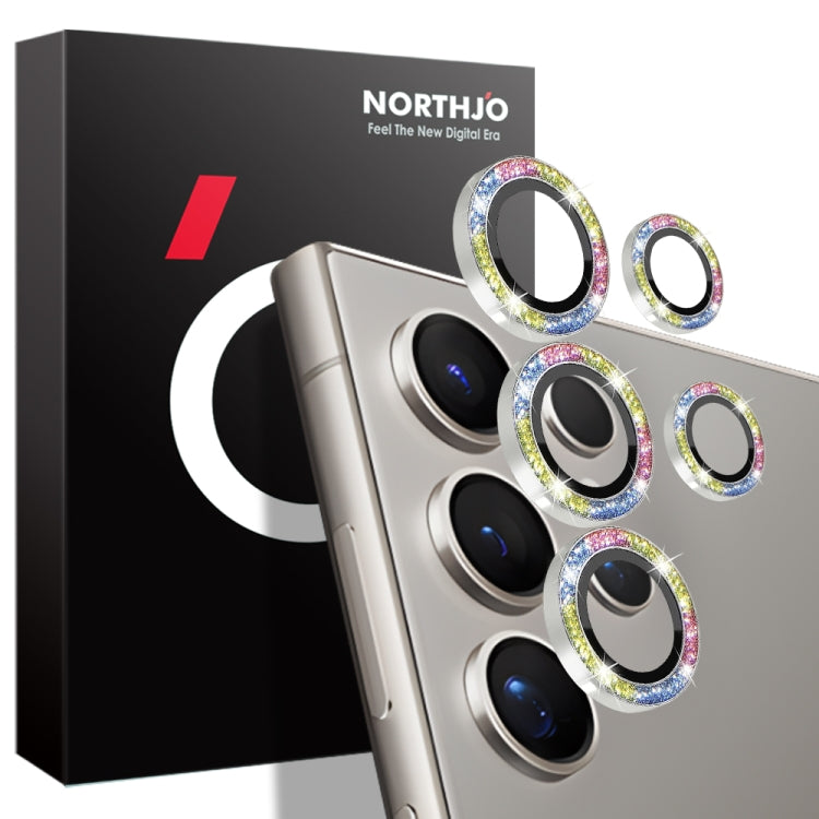 For Samsung Galaxy S24 Ultra 5G NORTHJO Camera Lens Bling Glitter Metal Ring Tempered Glass Film(Colorful)