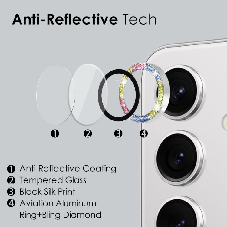 For Samsung Galaxy S24+ 5G NORTHJO Camera Lens Bling Glitter Metal Ring Tempered Glass Film(Colorful)