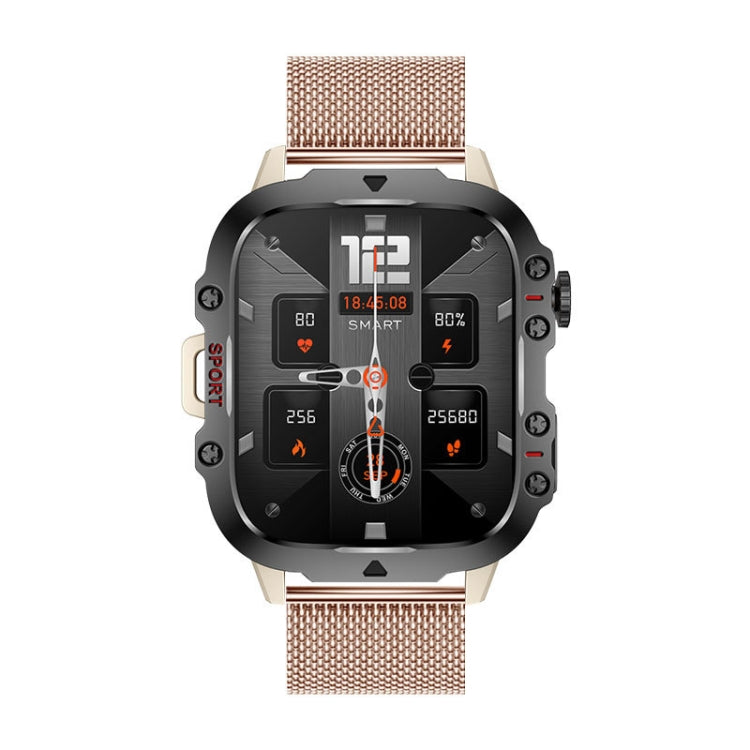 QX11 1.96 inch Color Screen Smart Watch Milan Steel Strap Support Bluetooth Call(Gold)