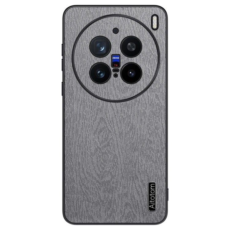 For vivo X200 Pro Tree Bark Leather Shockproof Phone Case(Grey)