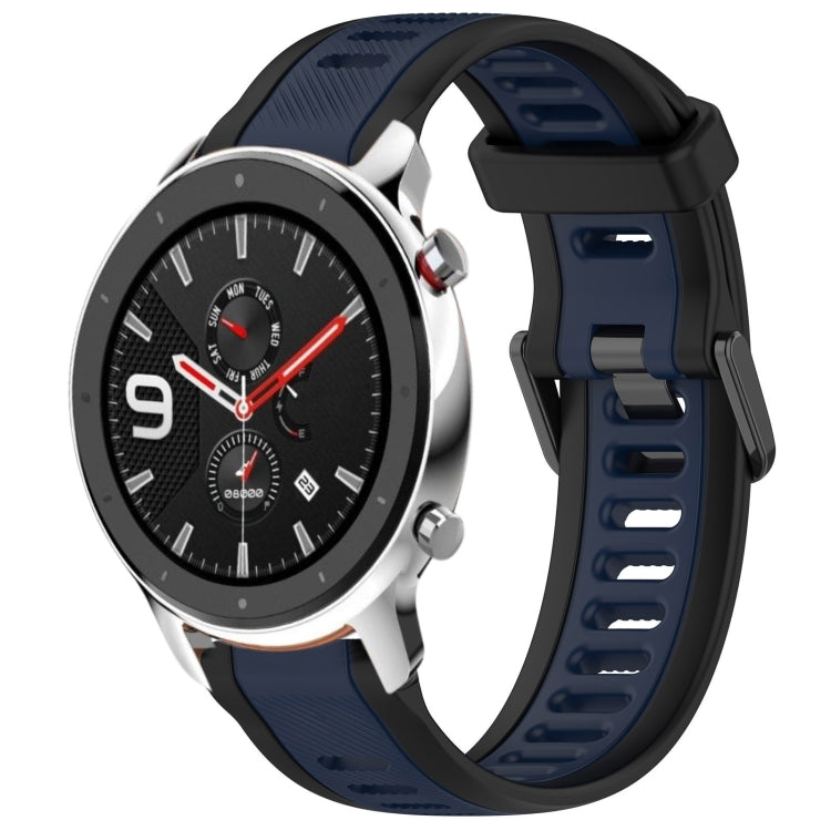 For Amazfit GTR 4 22mm Two-Color Textured Silicone Watch Band(Midnight Blue+Black)