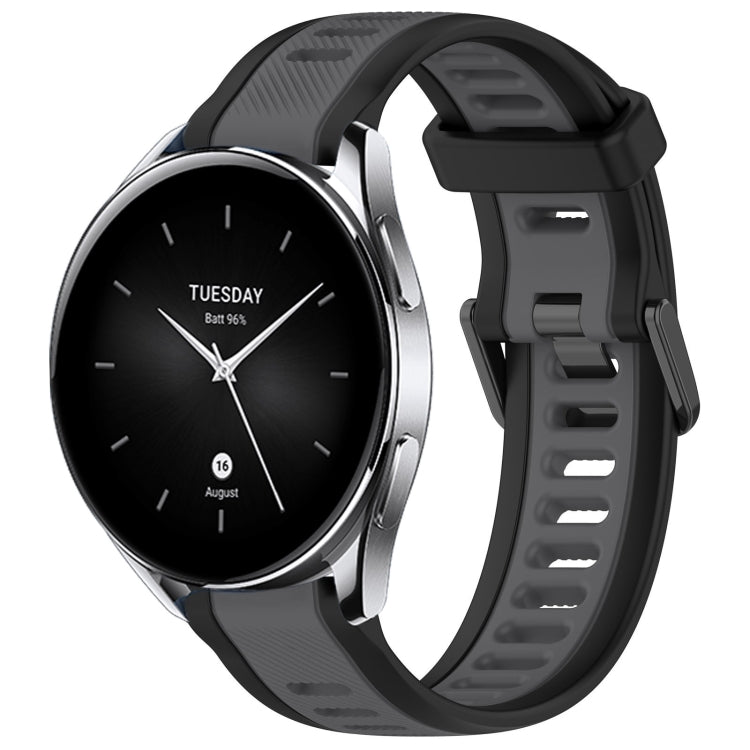 For Xiaomi Watch S2 22mm Two Color Textured Silicone Watch Band(Grey+Black)