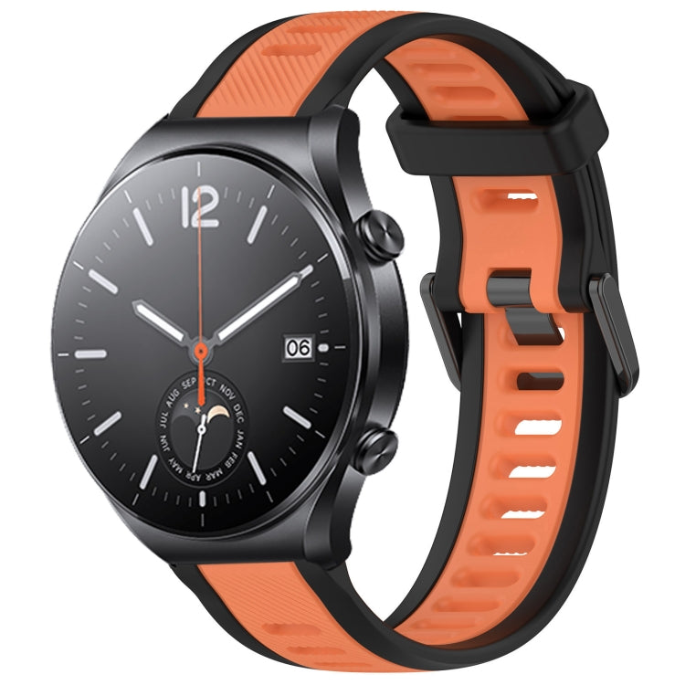 For Xiaomi MI Watch S1 22mm Two Color Textured Silicone Watch Band(Orange+Black)