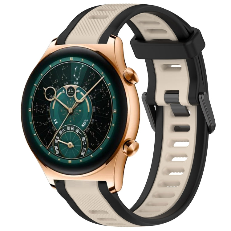 For Honor Watch GS 4 22mm Two Color Textured Silicone Watch Band(Starlight + Black)