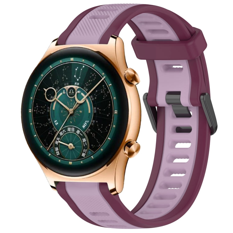 For Honor Watch GS 4 22mm Two Color Textured Silicone Watch Band(Purple)