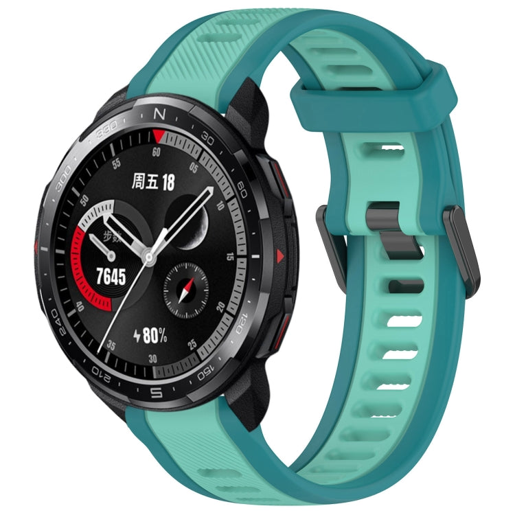 For Honor Watch GS Pro 22mm Two Color Textured Silicone Watch Band(Teal)