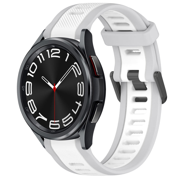 For Samsung Galaxy Watch 6 Classic 47mm 20mm Two Color Textured Silicone Watch Band(White+Grey)