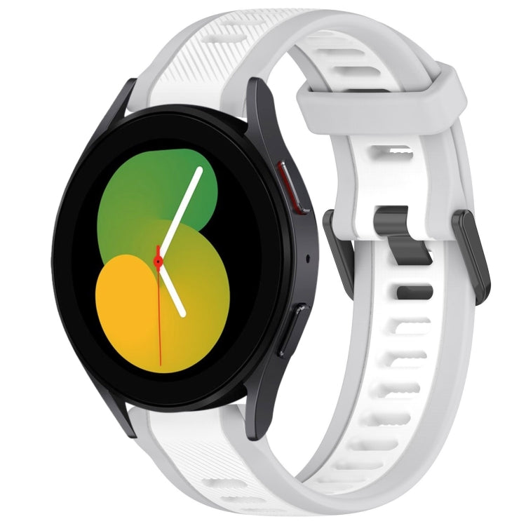 For Samsung Galaxy Watch 5 40mm 20mm Two Color Textured Silicone Watch Band(White+Grey)