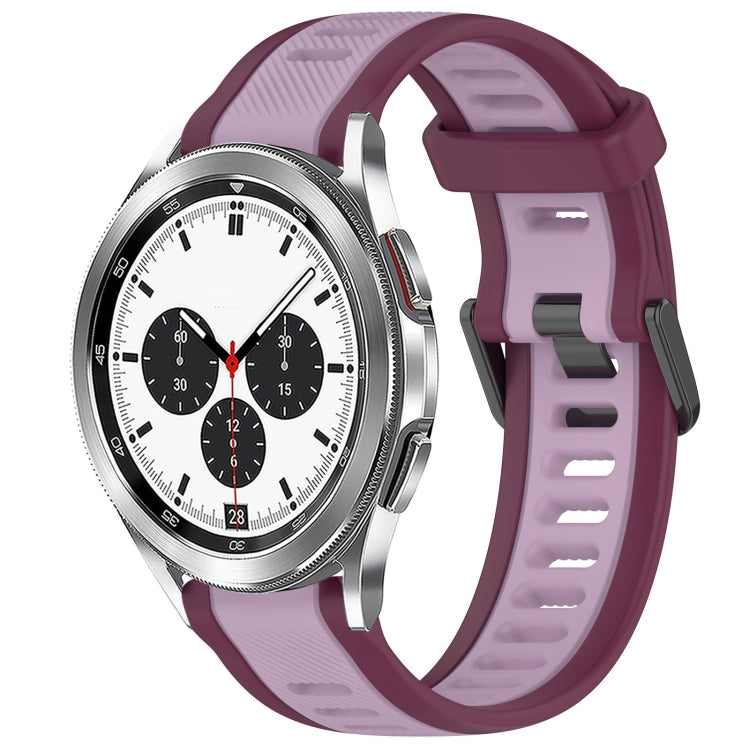 For Samsung Galaxy Watch 4 Classic 42mm 20mm Two Color Textured Silicone Watch Band(Purple)