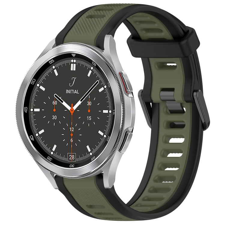 For Samsung Galaxy Watch 4 Classic 46mm 20mm Two Color Textured Silicone Watch Band(Green+Black)