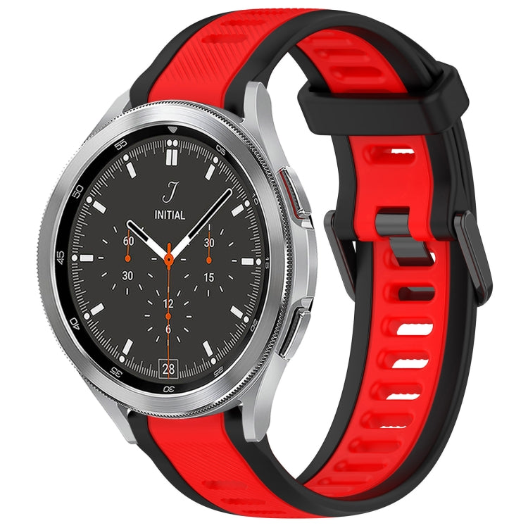 For Samsung Galaxy Watch 4 Classic 46mm 20mm Two Color Textured Silicone Watch Band(Red+Black)
