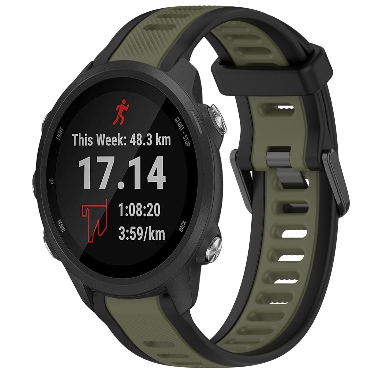 For Garmin Forerunner 245 / 245 Music 20mm Two Color Textured Silicone Watch Band(Green+Black)