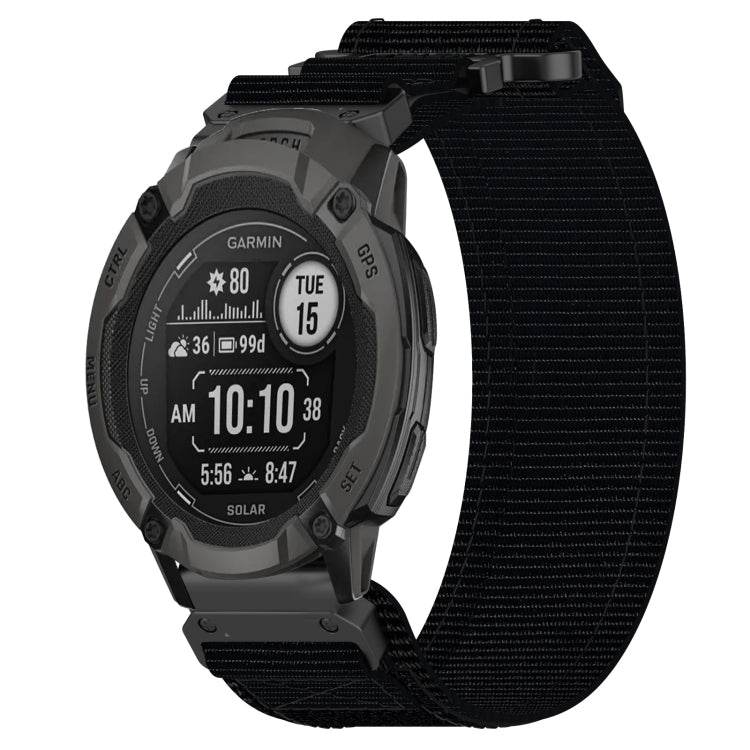 For Garmin Instinct 2 Solar 22mm Nylon Hook And Loop Fastener Watch Band(Black)