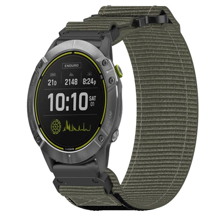 For Garmin Enduro 26mm Nylon Hook And Loop Fastener Watch Band(Grey)