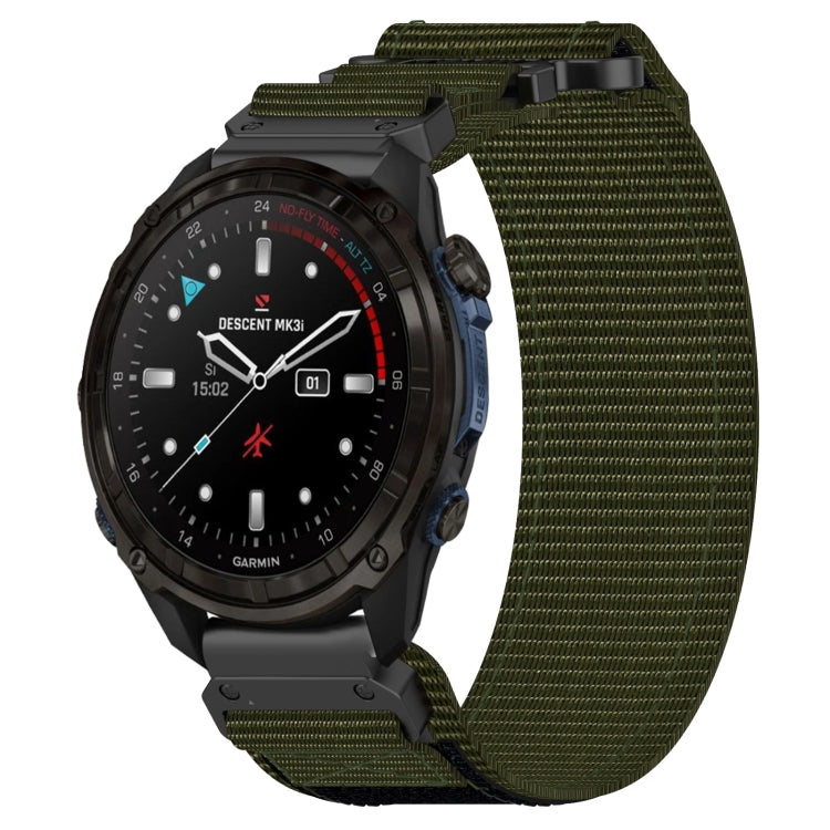For Garmin Descent Mk3i 43mm 20mm Nylon Hook And Loop Fastener Watch Band(Army Green)
