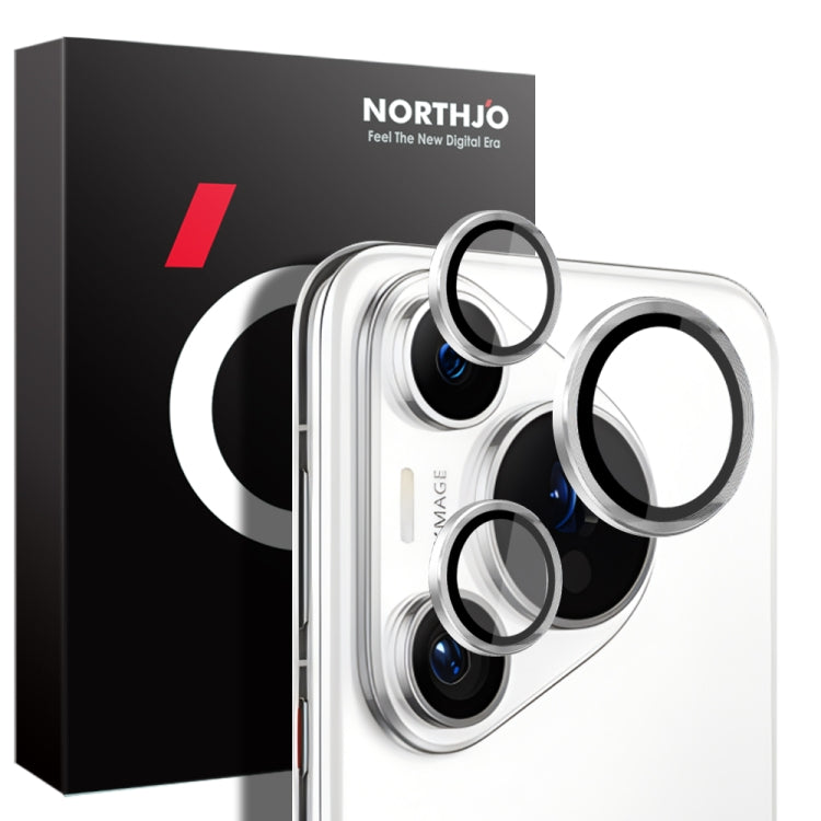 For Huawei Pura 70 Pro NORTHJO Camera Lens CD Vein Metal Ring Tempered Glass Film(Silver)