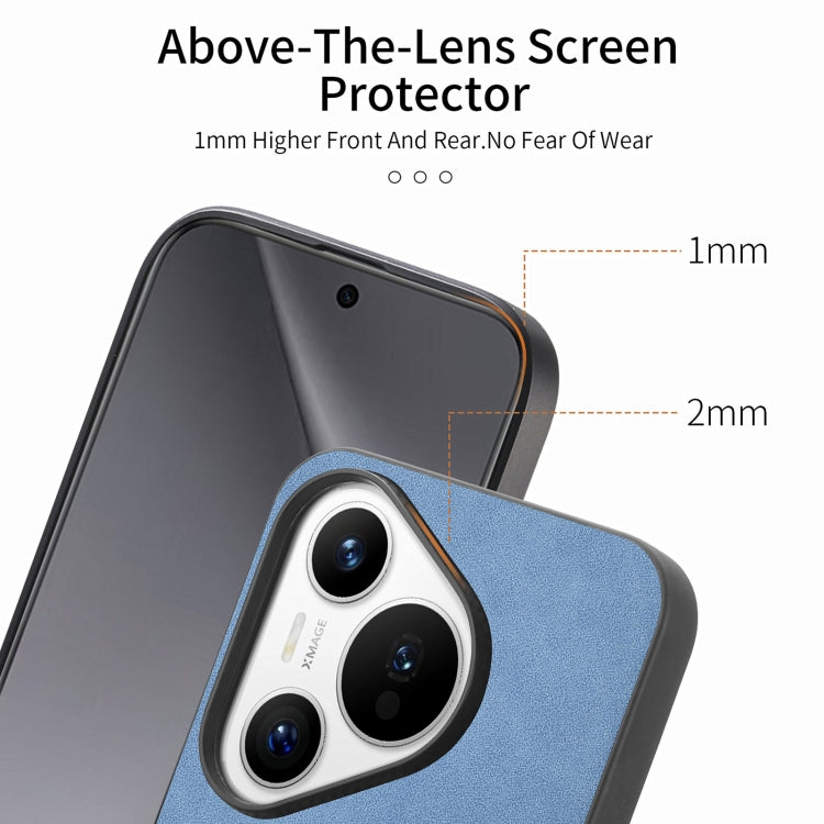 For Huawei Pura 70 Solid Color Retro Magsafe PU Back Cover Phone Case(Blue)