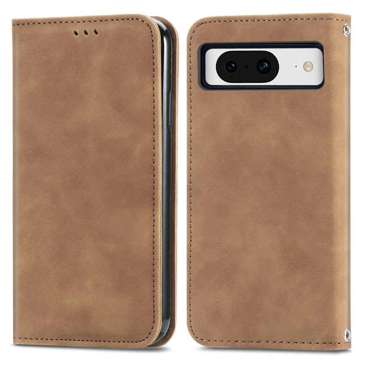 For Google Pixel 9 Retro Skin Feel Magnetic Flip Leather Phone Case(Brown)