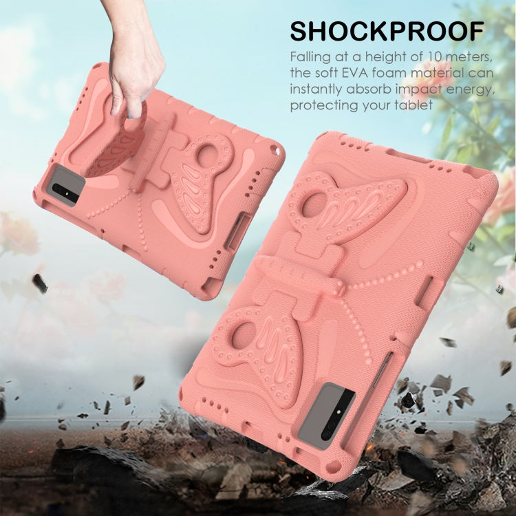 For Samsung Galaxy Tab S9 11 X710 Butterfly Bracket EVA Shockproof Tablet Case(Pink Orange)