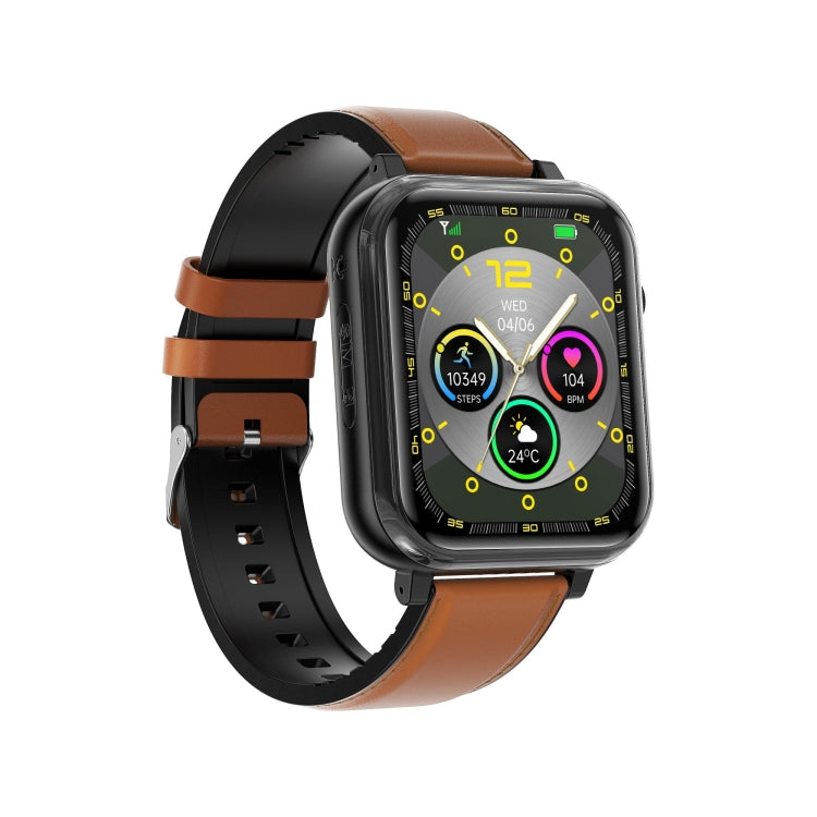 G18 1.83 inch Color Screen Smart Watch Leather Strap, Support Noninvasive Blood Sugar / Uric Acid(Brown)