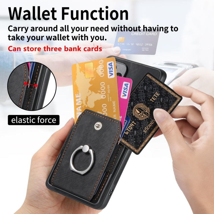 For Huawei Pura 70 Retro Skin-feel Ring Card Wallet Phone Case(Black)