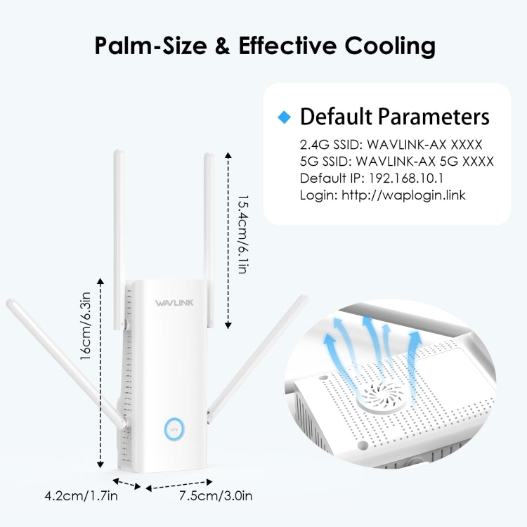 Wavlink WN583AX3 AX3000 Dual Band WiFi Repeater/AP/Router/Mesh Mode WiFi Extender, Plug:AU Plug