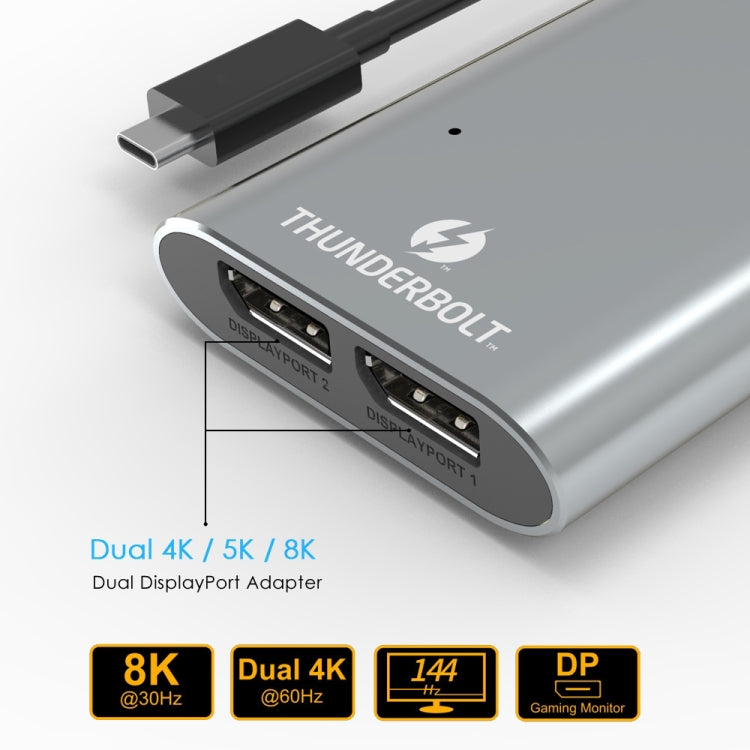 WAVLINK UTA21D DP 4K/5K/8K Video Thunderbolt 3 Type-C to Dual DisplayPort Adapter