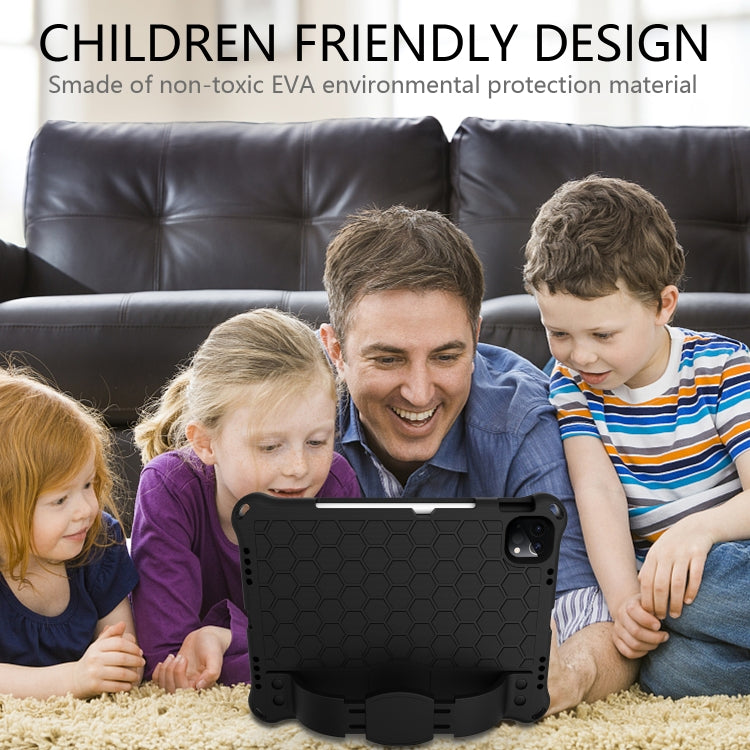 For iPad Air 11 2025 / 2024 Honeycomb EVA Hybrid PC Tablet Case with Strap(Black+Black) - iPad Air 11 2025 / 2024 Cases by PMC TechLife | Online Shopping South Africa | PMC TechLife | Buy Now Pay Later Mobicred