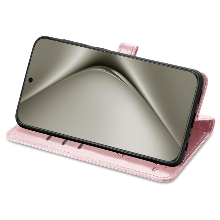 For Huawei Pura 70 Ultra Cat and Dog Embossed Leather Phone Case(Rose Gold)