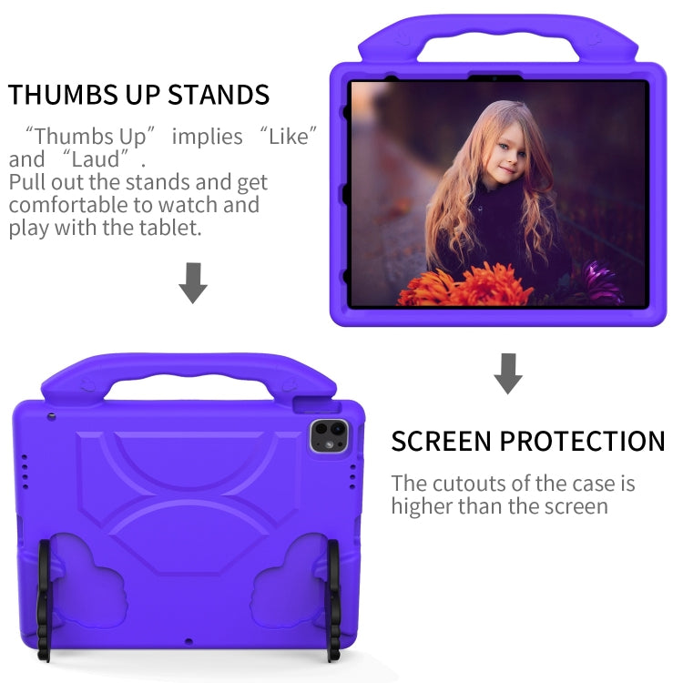 For iPad Pro 13 2024 Children EVA Shockproof Tablet Case with Thumb Bracket(Purple)