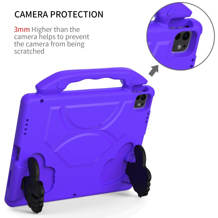 For iPad Pro 13 2024 Children EVA Shockproof Tablet Case with Thumb Bracket(Purple)