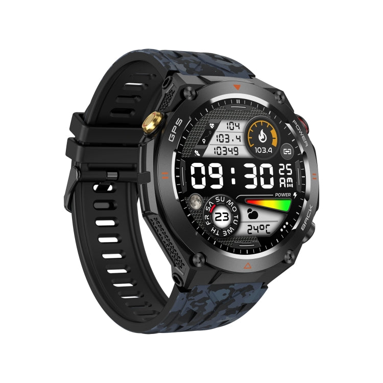 KC82 1.45 inch Color Screen Smart Watch, Support Bluetooth Call / Wellness Tracking(Camouflage Black)