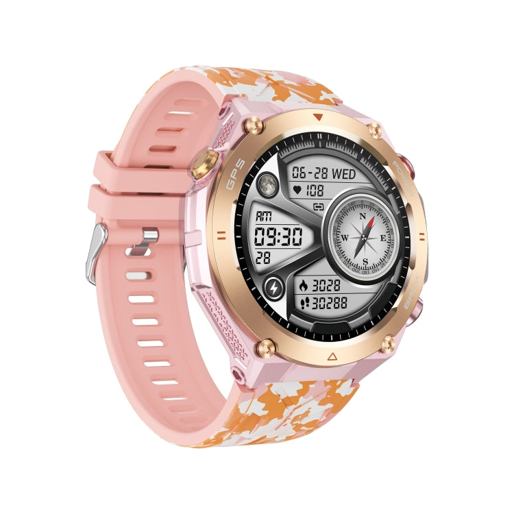 KC82 1.45 inch Color Screen Smart Watch, Support Bluetooth Call / Wellness Tracking(Camouflage Pink)