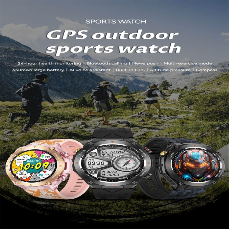 KC82 1.45 inch Color Screen Smart Watch, Support Bluetooth Call / Wellness Tracking(Camouflage Pink)