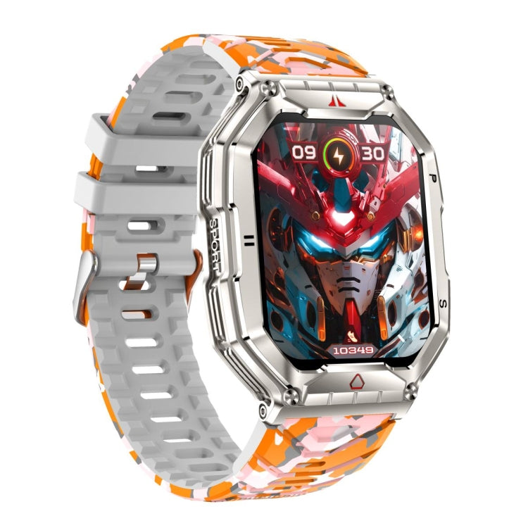 KR82 2.1 inch Color Screen Smart Watch, Support Bluetooth Call / Wellness Tracking(Camouflage Orange)