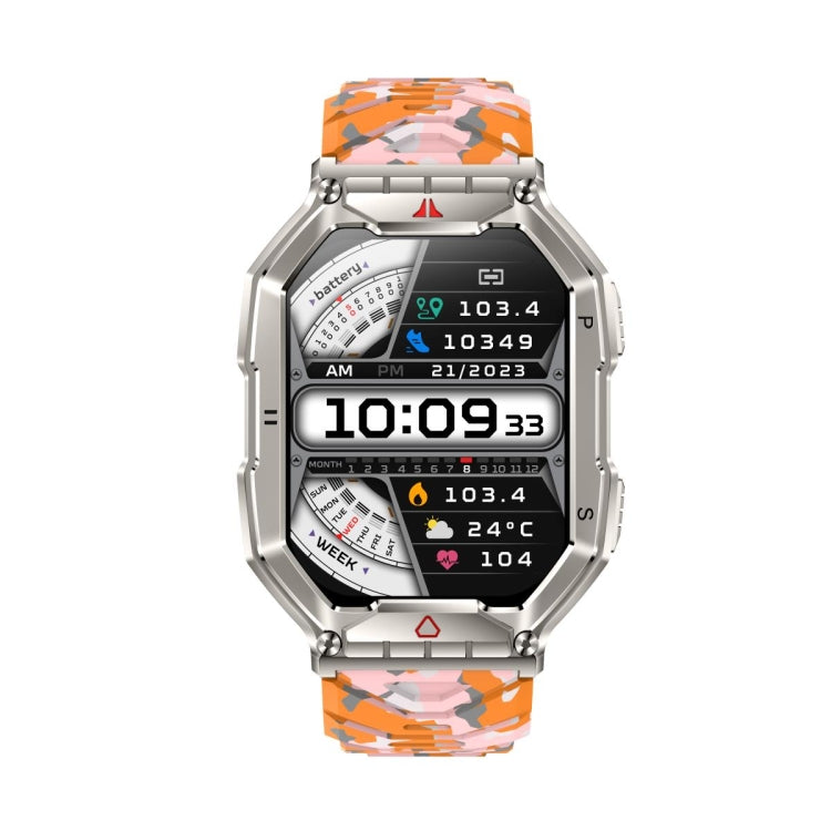KR82 2.1 inch Color Screen Smart Watch, Support Bluetooth Call / Wellness Tracking(Camouflage Orange)