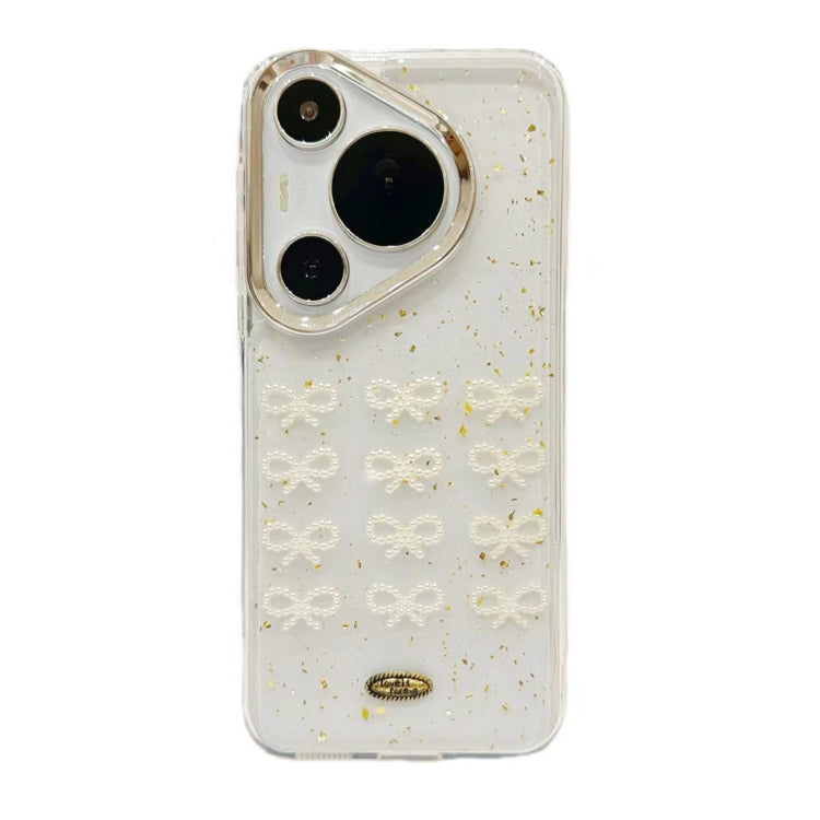 For Huawei Pura 70 Pro Gold Foil Pearl Bow TPU Phone Case(Gold Foil Bows)