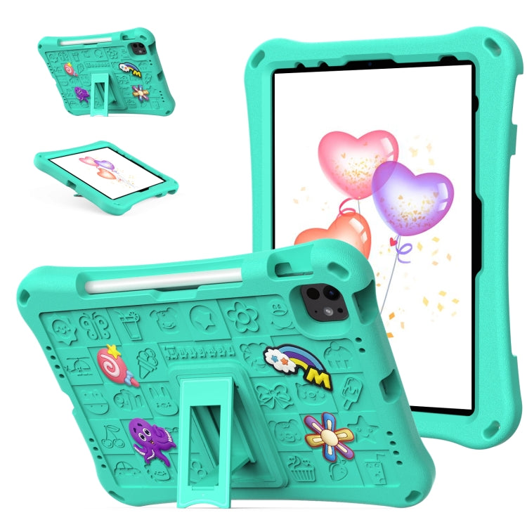 For iPad Air 11 2025 / 2024 Hi Baby EVA Full Body Tablet Case with Strap(Mint Green)