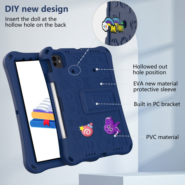 For iPad Air 11 2025 / 2024 Hi Baby EVA Full Body Tablet Case with Strap(Navy Blue)