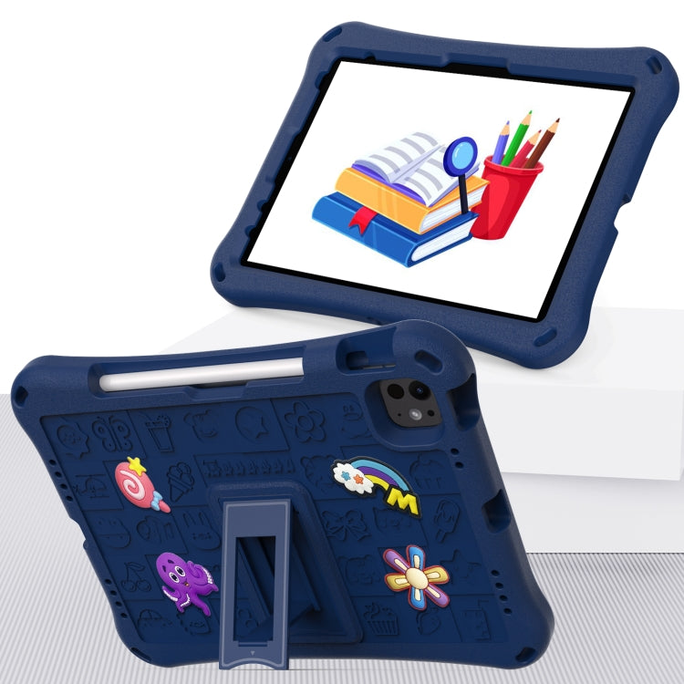 For iPad Air 11 2025 / 2024 Hi Baby EVA Full Body Tablet Case with Strap(Navy Blue)