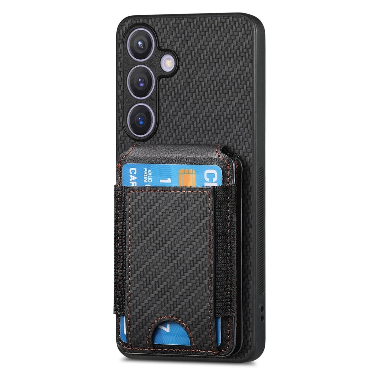 For Samsung Galaxy S24 5G Carbon Fiber Vertical Flip Wallet Stand Phone Case(Black)