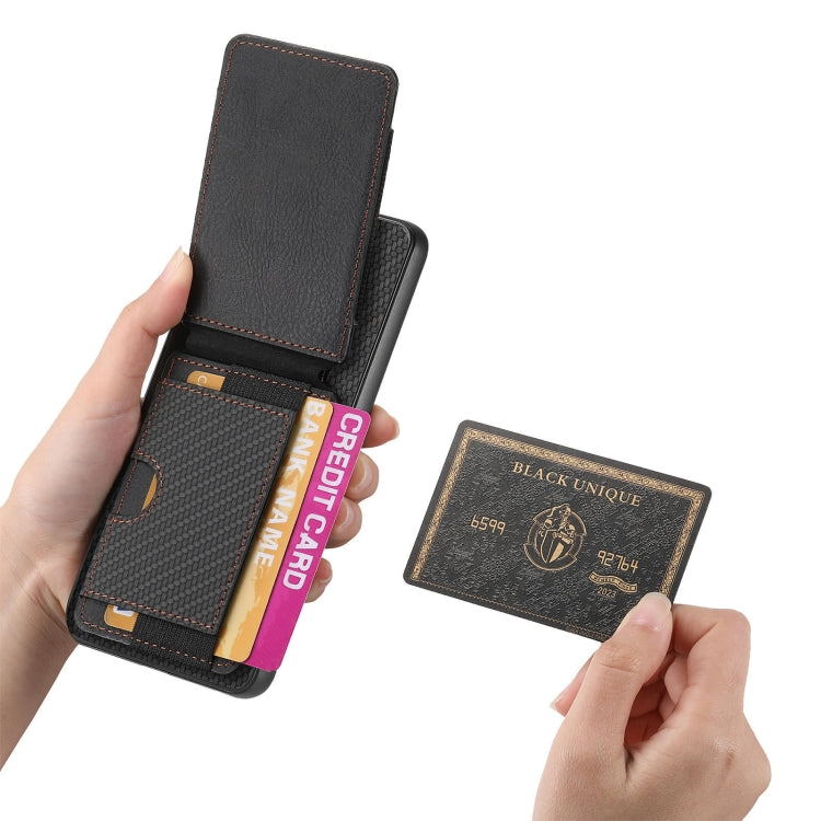 For Samsung Galaxy S24 5G Carbon Fiber Vertical Flip Wallet Stand Phone Case(Black)