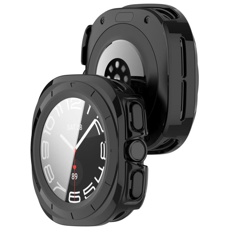 For Samsung Galaxy Watch Ultra 47mm PC+Tempered Film Integrated Water-resistant Watch Protective Case(Black)