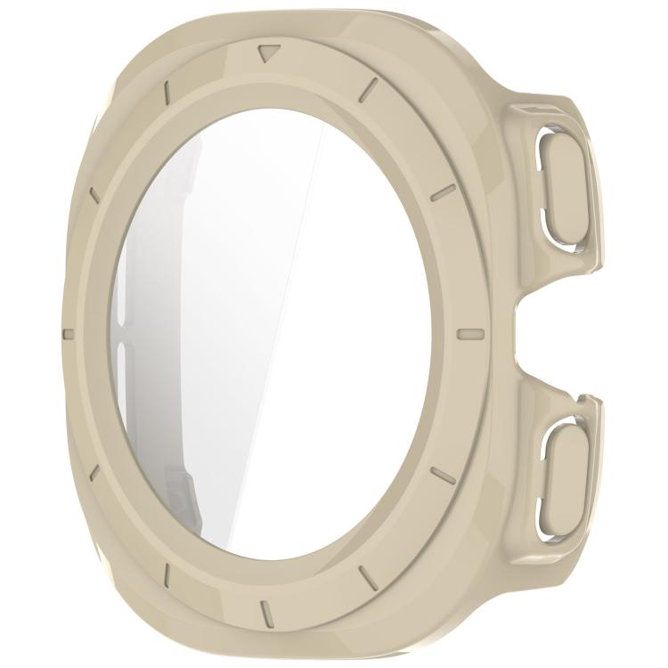 For Samsung Galaxy Watch Ultra 47mm PC+Tempered Film Integrated Water-resistant Watch Protective Case(Ivory)