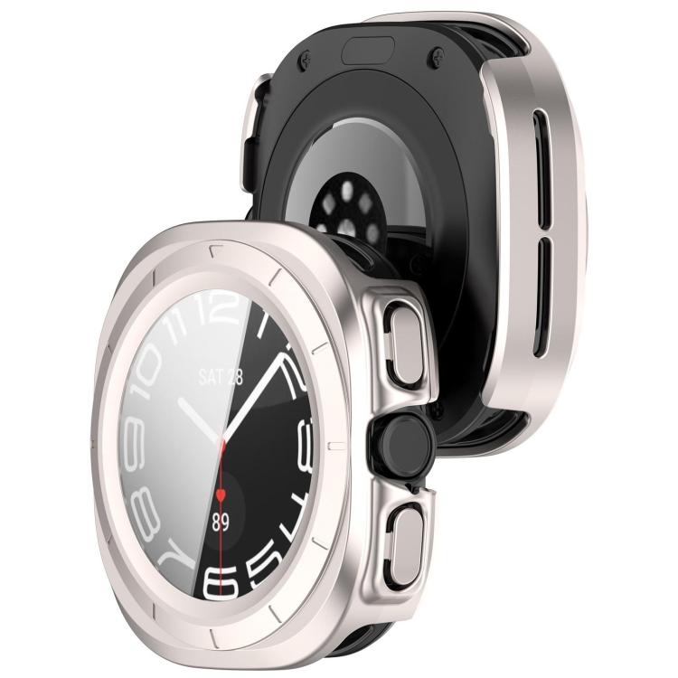 For Samsung Galaxy Watch Ultra 47mm PC+Tempered Film Integrated Water-resistant Watch Protective Case(Starlight)