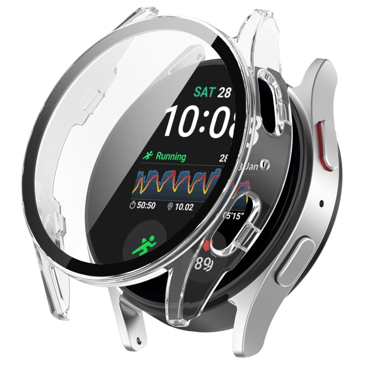 For Samsung Galaxy Watch 7 44mm PC+Tempered Film Integrated Water-resistant Watch Protective Case(Transparent)