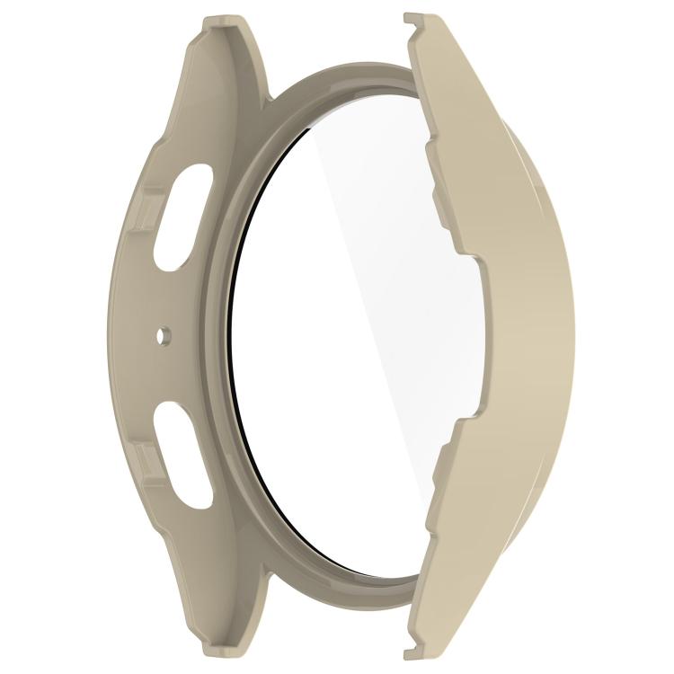 For Samsung Galaxy Watch 7 44mm Tempered Film Integrated Water-resistant PC Watch Protective Cover(Ivory)